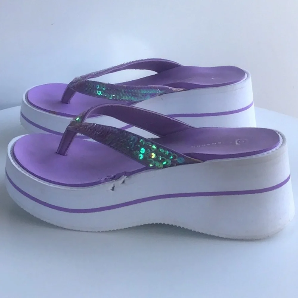 90’s Y2K platform wedge thong sandals